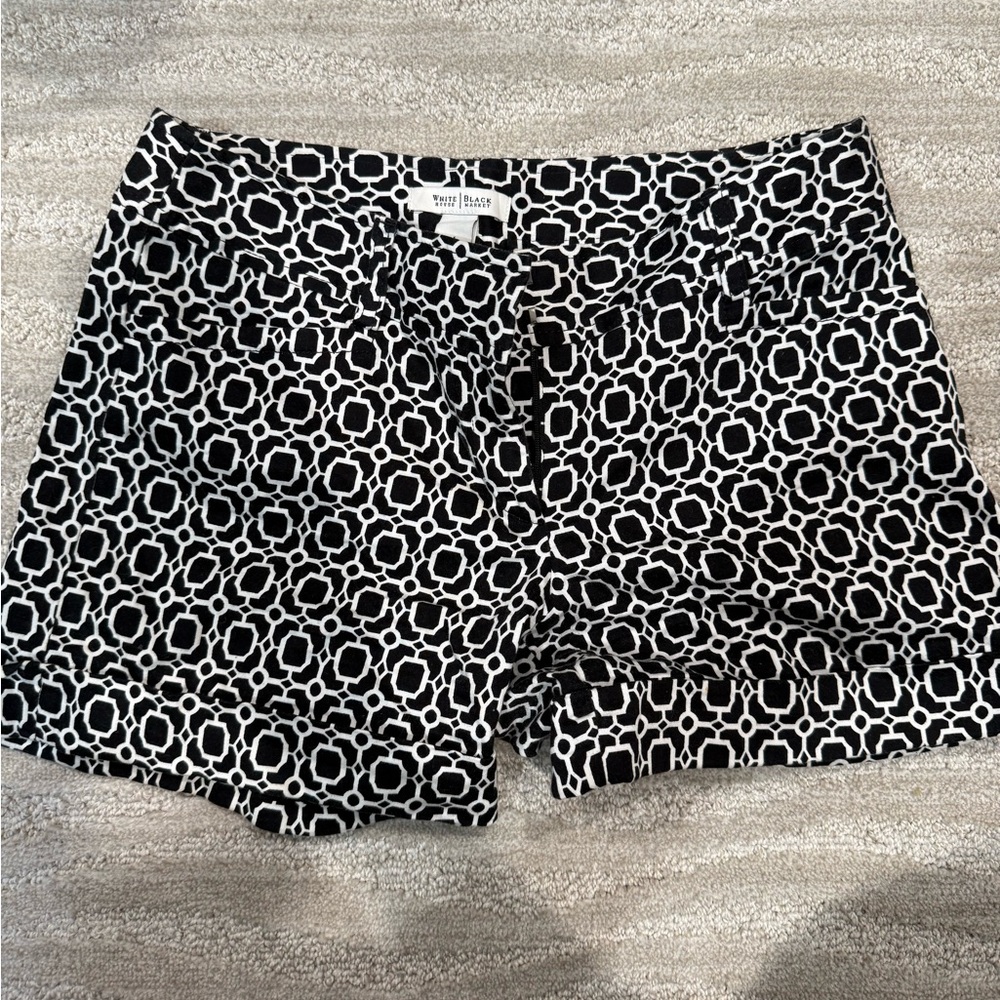 White House Black Market Black and White Patterned Shorts